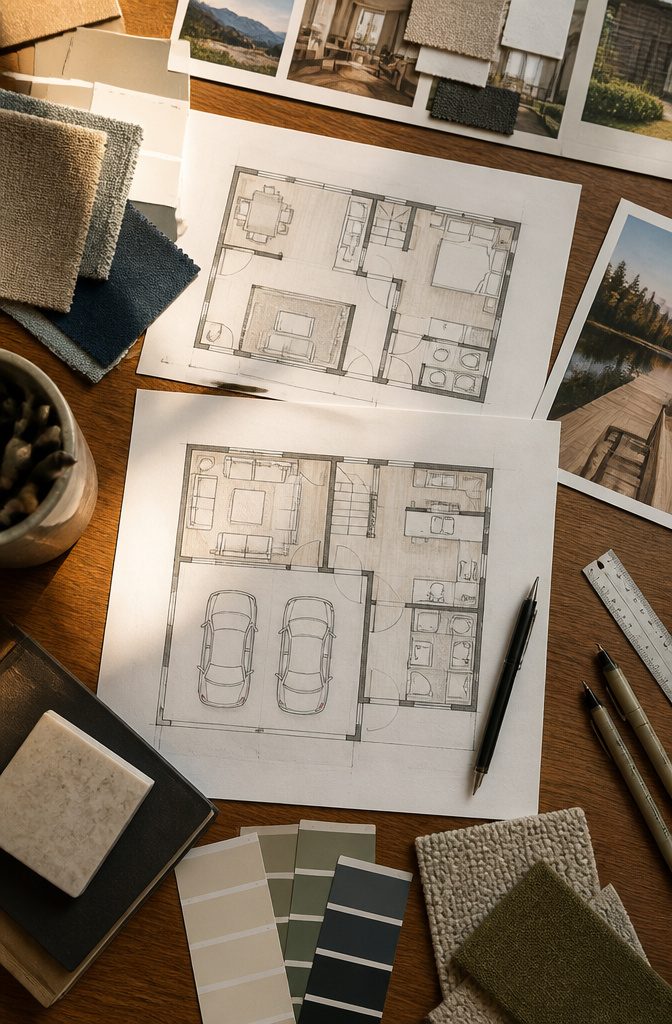 Garage with Living Space Above: Apartments, ADUs, Carriages & Conversions 8 A floor plan sketch for a garage apartment layout.